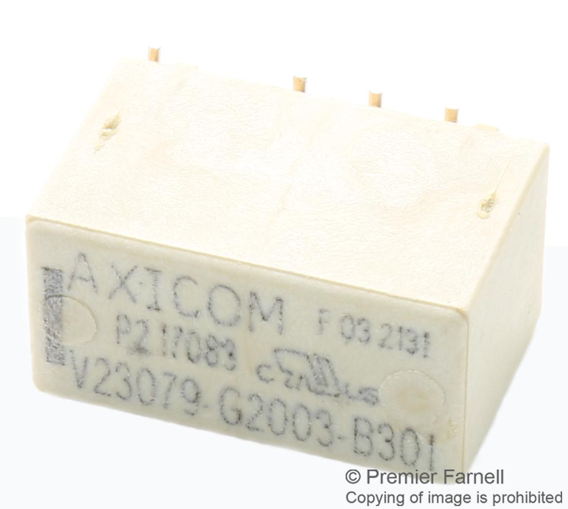 AXICOM - TE CONNECTIVITY Signal V23079F1101B301. SIGNAL RELAY, DPDT, 2A, 250VAC, SMD AXICOM - TE CONNECTIVITY 2748118 V23079F1101B301.