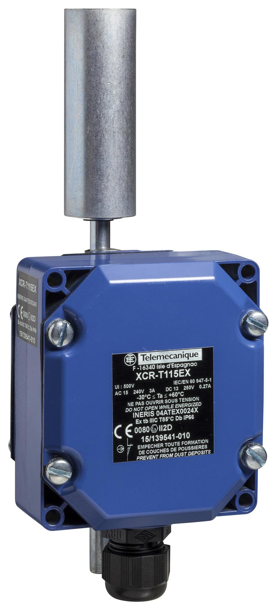 TELEMECANIQUE SENSORS Limit Switch XCRT115EX LIMIT SW, ROLLER LEVER, DPDT, 3A, 240V TELEMECANIQUE SENSORS 3130557 XCRT115EX