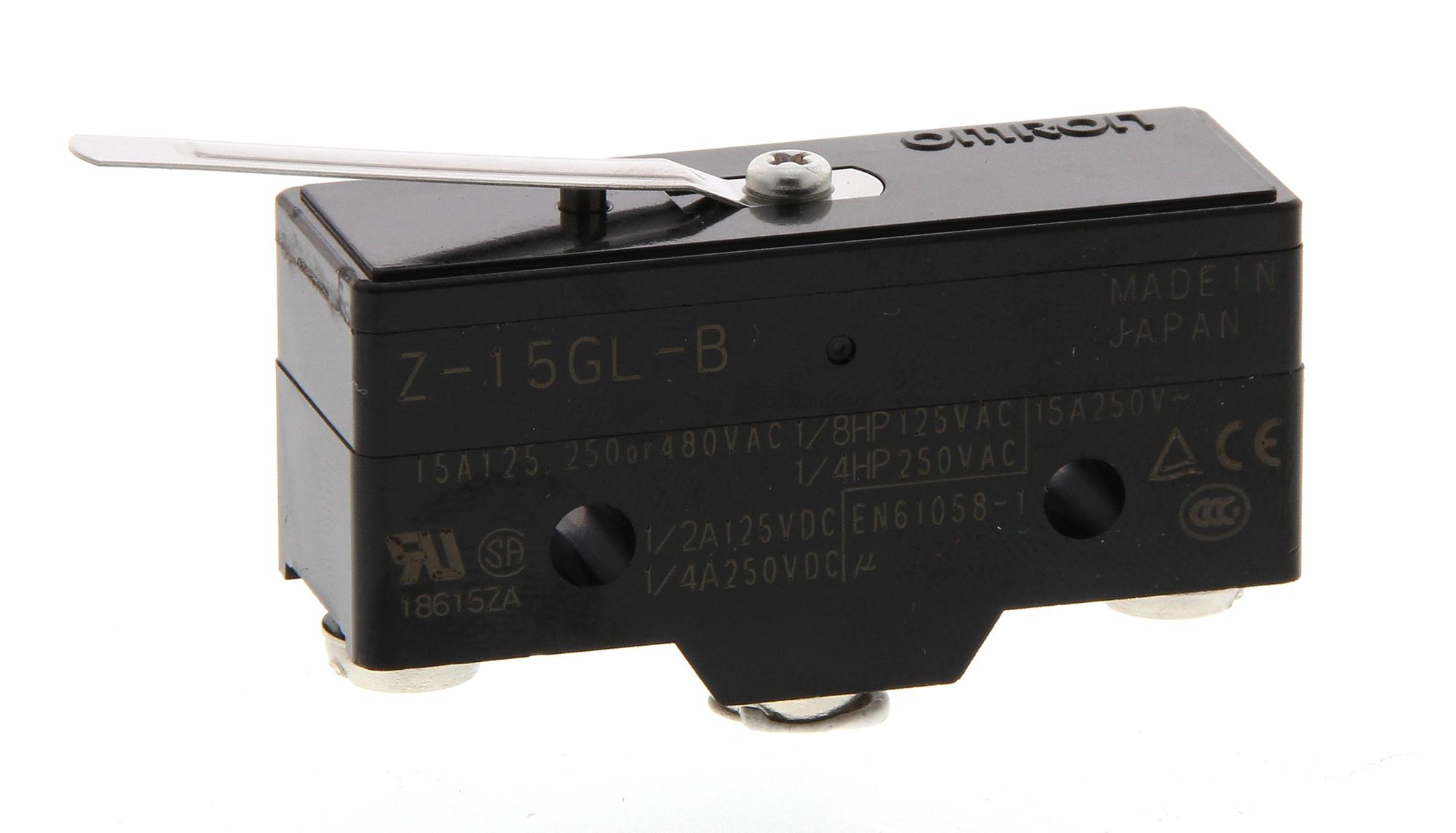 OMRON Microswitch Z-15GL-B MICROSWITCH, SPDT, 15A, 250VAC, SCREW OMRON 3413285 Z-15GL-B
