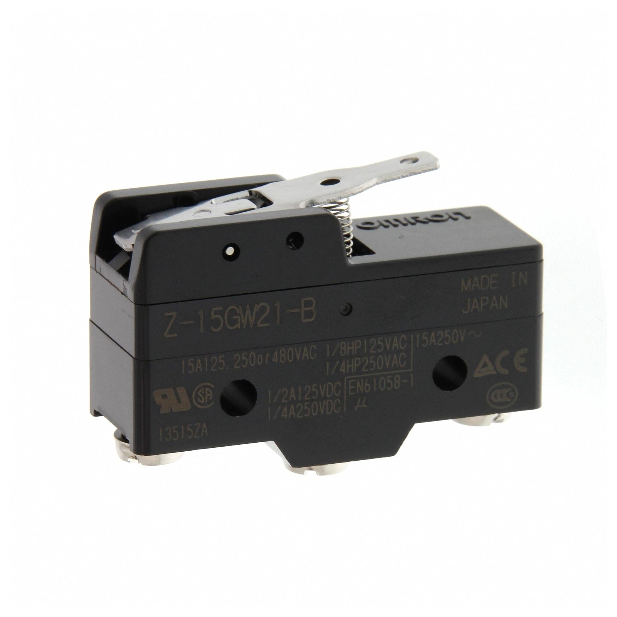 OMRON Microswitch Z-15GW21-B MICROSWITCH, SPDT, 15A, 250VAC, SCREW OMRON 3413302 Z-15GW21-B